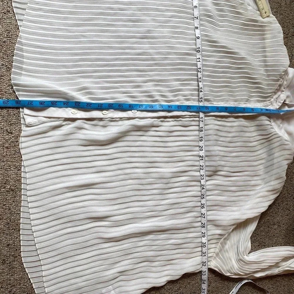 VTG Essence Mesh Pleated White Slip Button Down Shirt Women Size 3X/26 Fairy - Picture 2 of 7